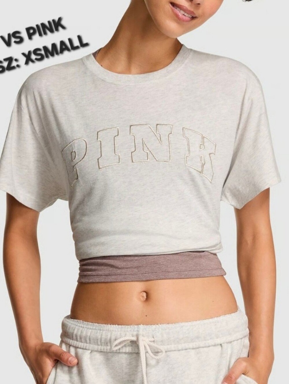 Victoria's Secret PINK Heather Campus Tee Women's T-Shirt Size XS